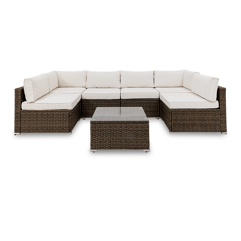 Aurora 7 Piece U Shaped Modular Wicker Sectional Set