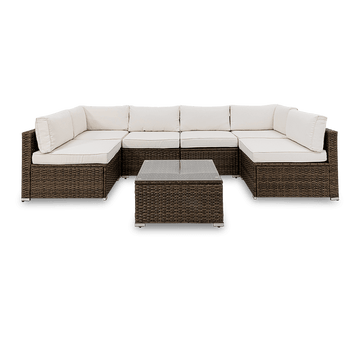 Aurora 7 Piece U Shaped Modular Wicker Sectional Set