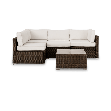 Aurora 5 Piece Outdoor Modular Wicker Corner Sofa