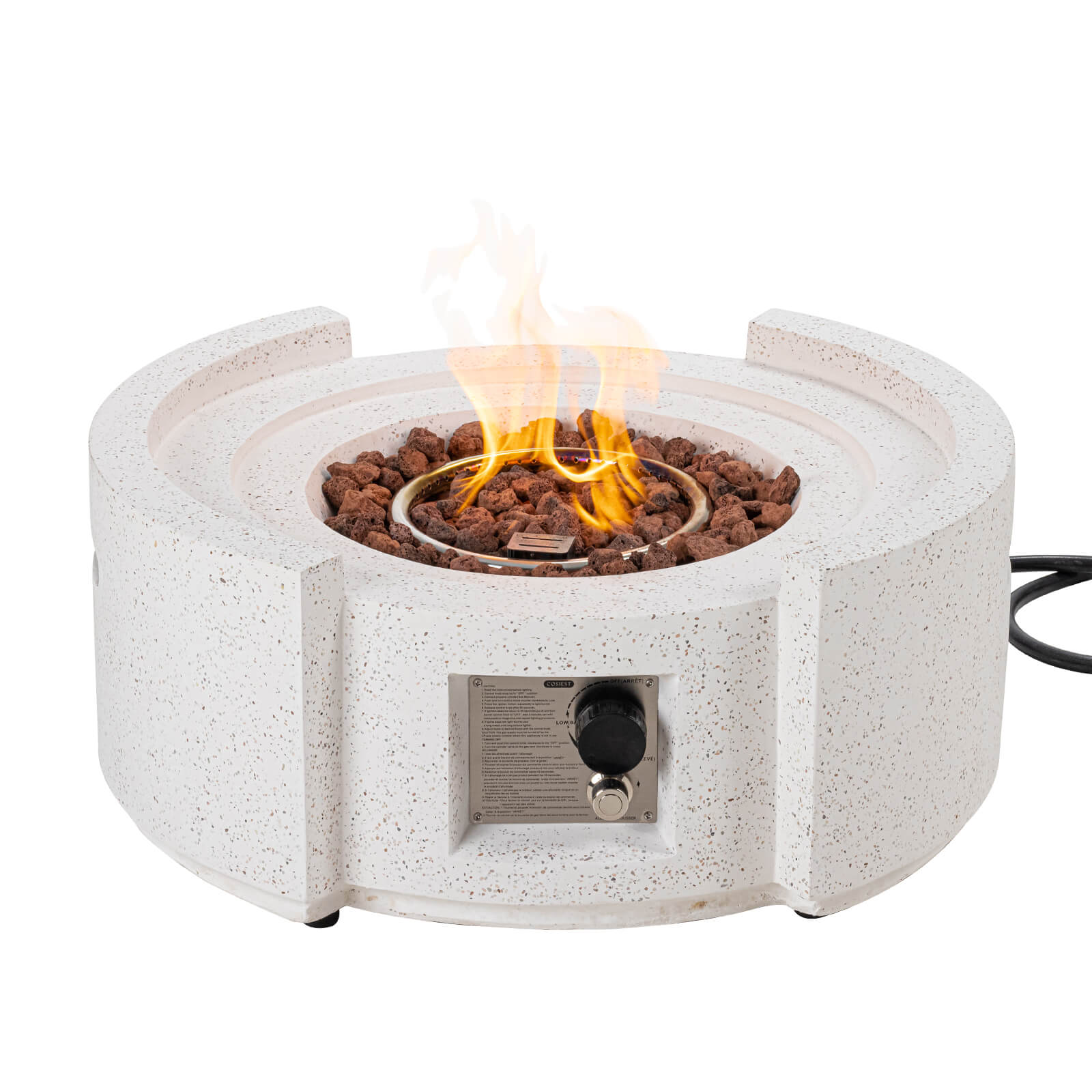 Rocky round base patio propane fire pit