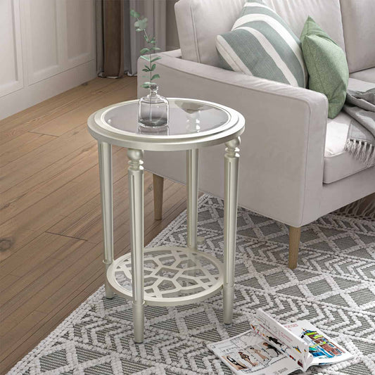 Charleston Gold Glass top Round Side Table