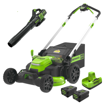 60V 25″ Cordless Battery Self-Propelled Mower Combo Kit w/ Blower, (2) 4.0Ah Batteries and Dual Port Charger