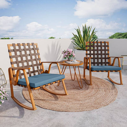 Uinta 3 Piece Iron Patio Rocking Chair Set