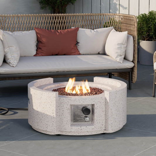 Rocky round base patio propane fire pit