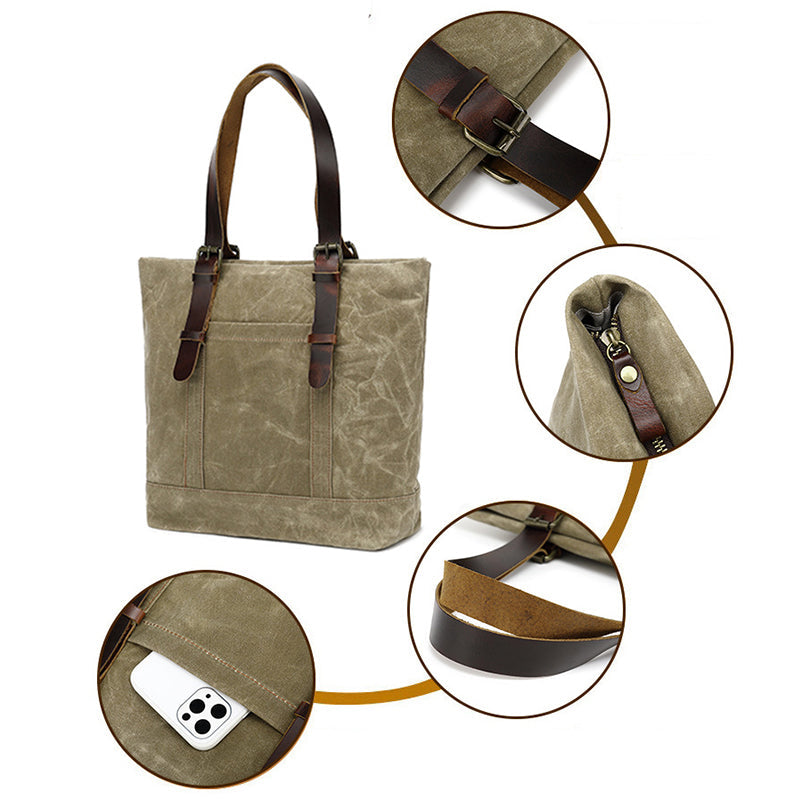 Water-Resistant Canvas Cotton Tote Bag – Large Capacity Shoulder & Crossbody Handbag - Image 8