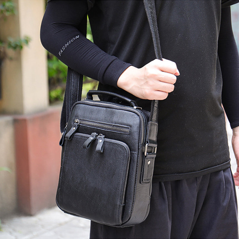 Men's Full Grain Leather Retro Crossbody Satchel Messenger Bag - Image 2