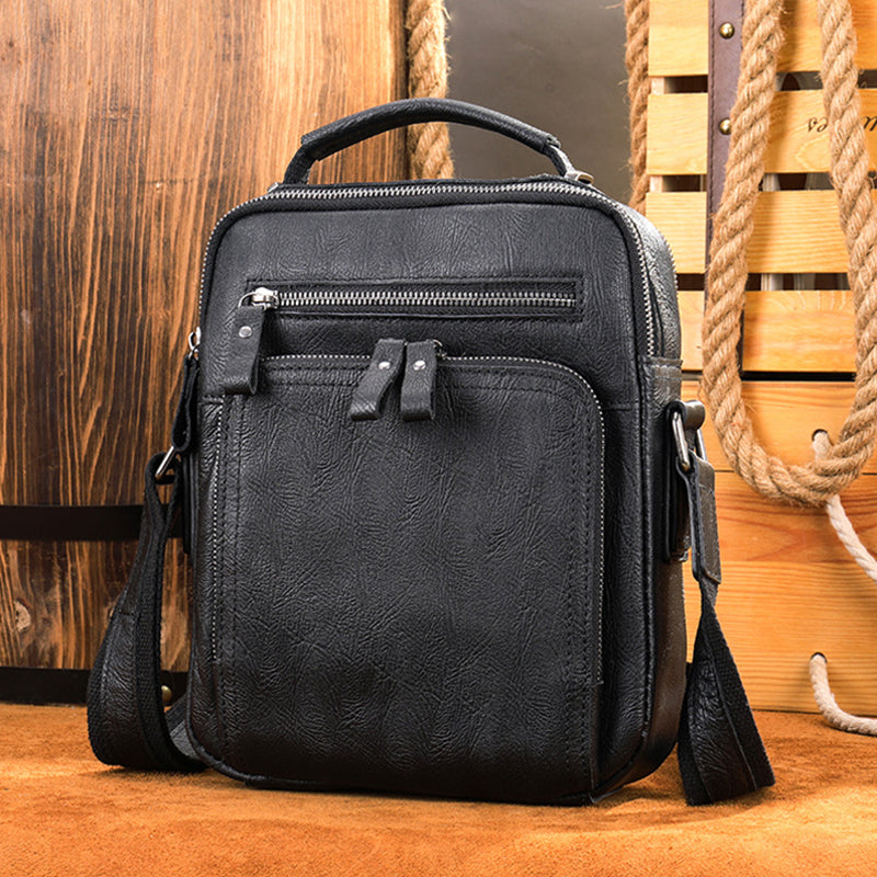 Men's Full Grain Leather Retro Crossbody Satchel Messenger Bag - Image 5