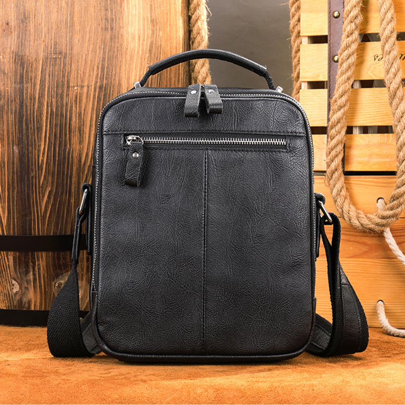 Men's Full Grain Leather Retro Crossbody Satchel Messenger Bag - Image 6