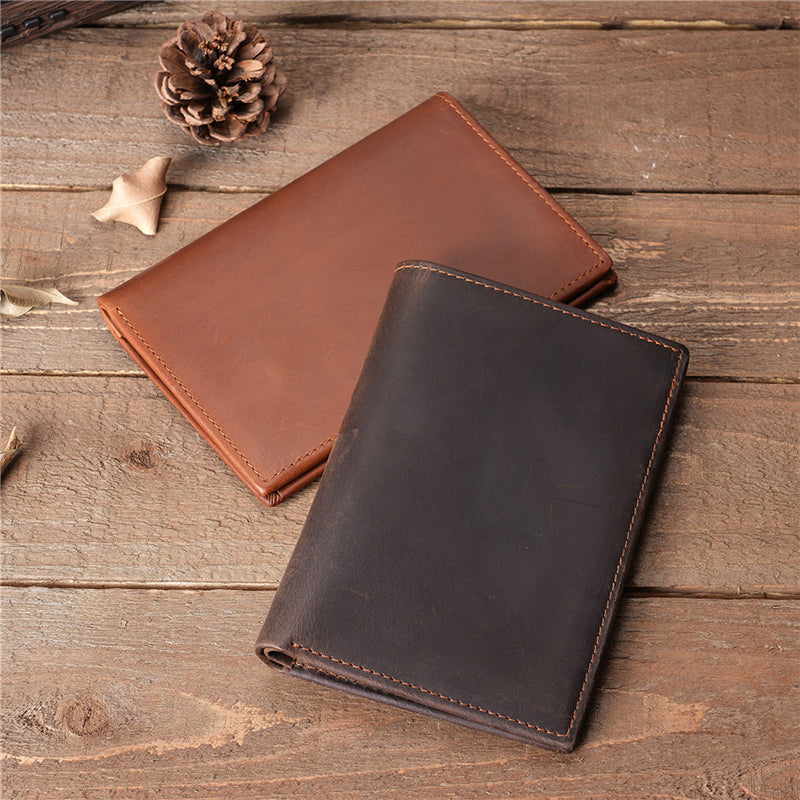 FullGrainLeatherPassportWalletRetroLeatherCardHolderWalletRFIDBifoldWalletUnisexShortWallet_1
