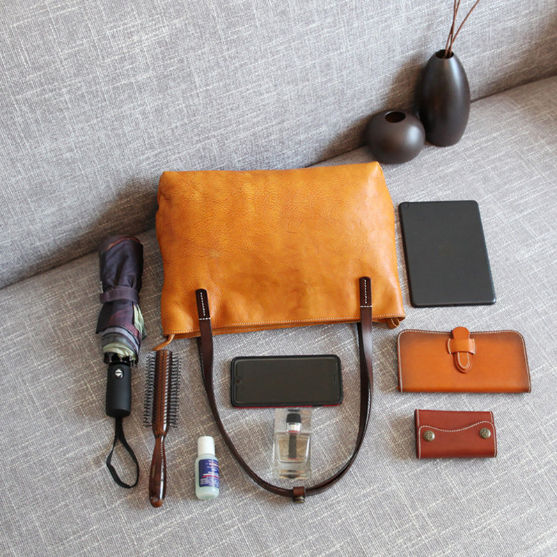 Handmade Vintage Leather Tote Bag – Large Shoulder & Shopping Bag - Image 5