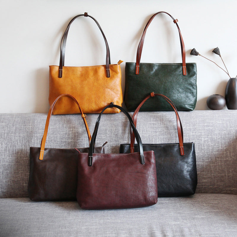 Handmade Vintage Leather Tote Bag – Large Shoulder & Shopping Bag - Image 6