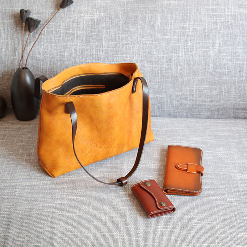 Handmade Vintage Leather Tote Bag – Large Shoulder & Shopping Bag - Image 7