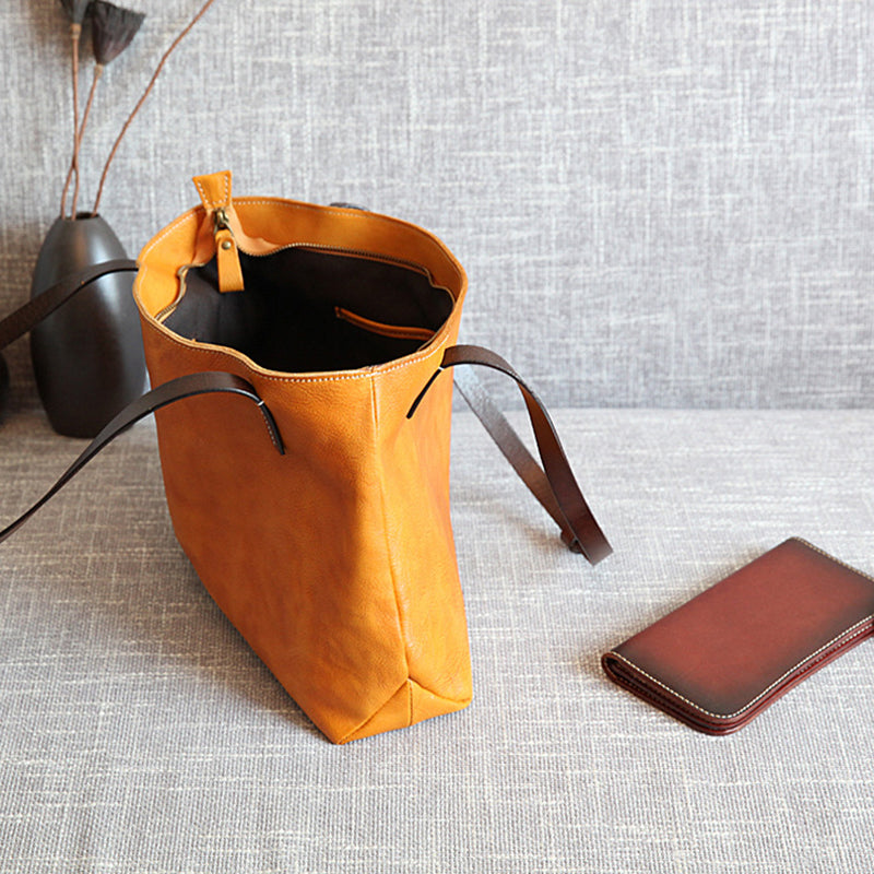 Handmade Vintage Leather Tote Bag – Large Shoulder & Shopping Bag - Image 8